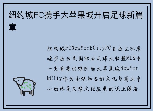 纽约城FC携手大苹果城开启足球新篇章